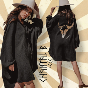 Chemise Oversize Gaze de Coton *BUFFALO* Chantal B / Noir